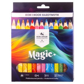 Creioane colorate multicolore si blender KOH-I-NOOR Magic 3 in 1 Jumbo, 13 buc/set